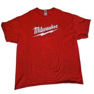 Milwaukee Tool Mens XL Red Heavy Cotton Graphic T-Shirt Short Sleeve Logo Tee